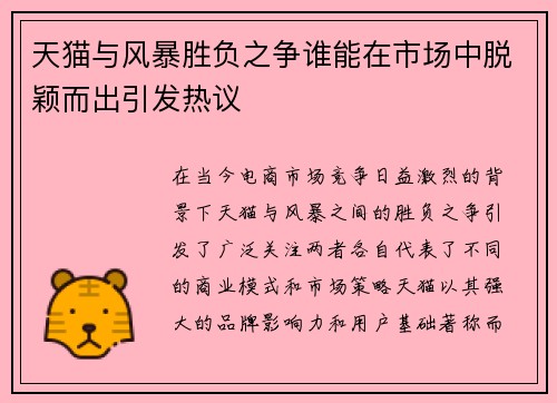 天猫与风暴胜负之争谁能在市场中脱颖而出引发热议